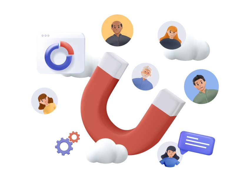 An abstract representation of a lead magnet that attracts different types of users.